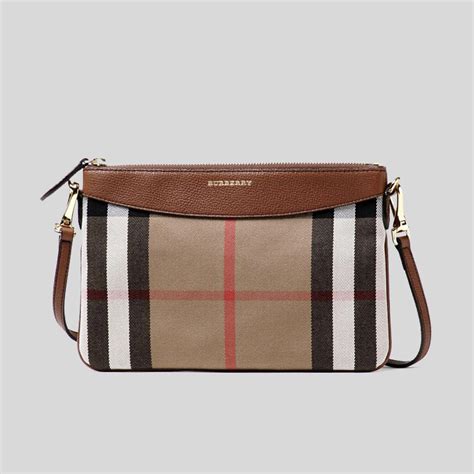 burberry peyton house check & leather clutch bag